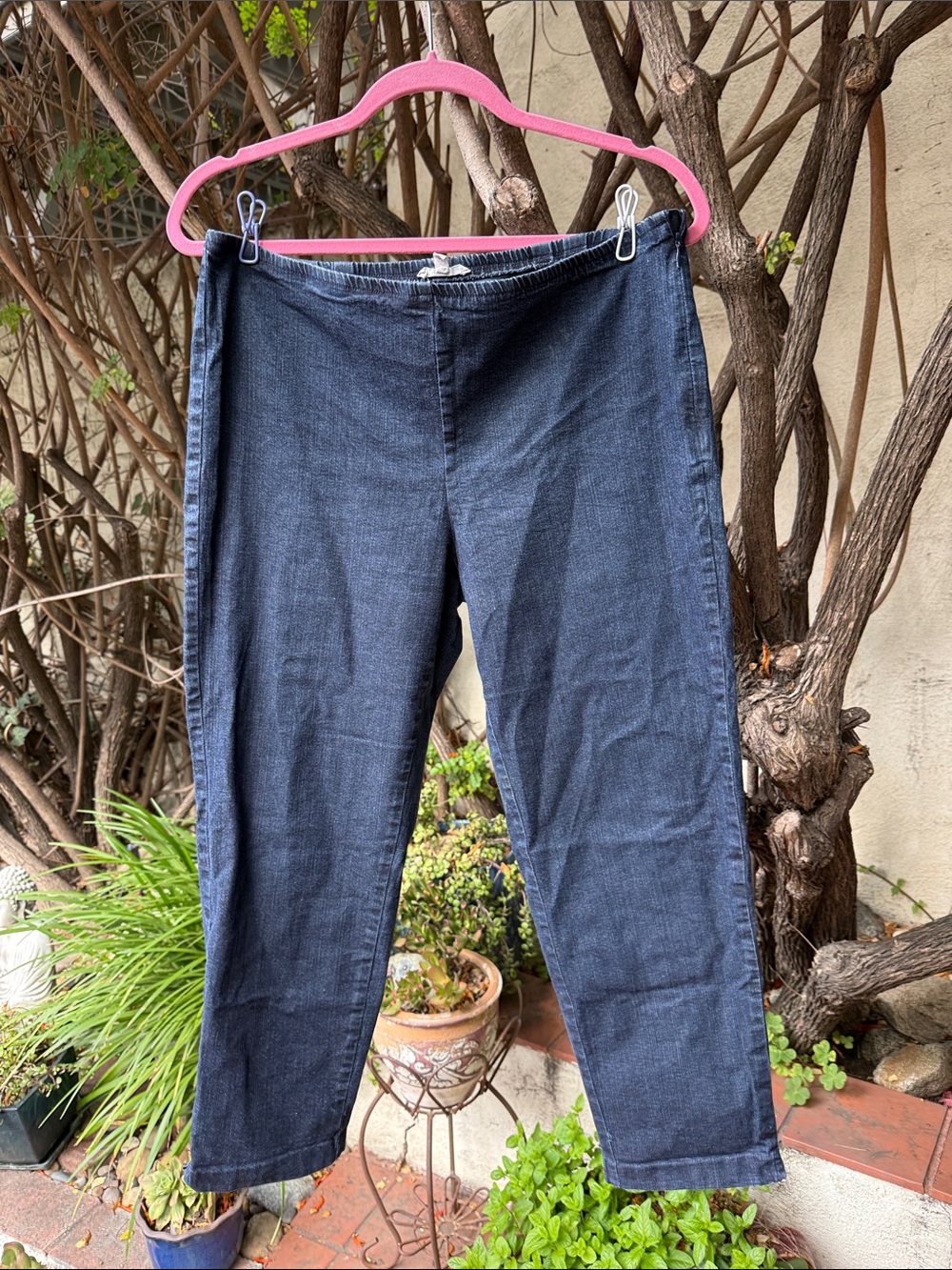 Eileen Fisher Dark Blue Ankle Crop Side Zip Jeans